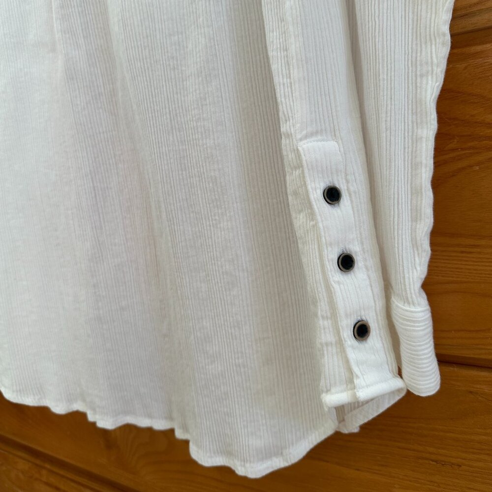 Prana White Stretch Button Down Medium Euc - image 5